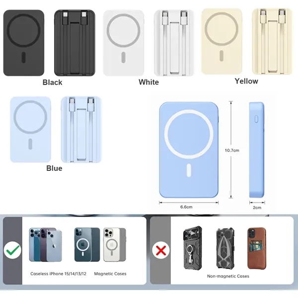 22.5W 10000 mAh Magnetic Power Bank with 2 Cable - 22.5W 10000 mAh Magnetic Power Bank with 2 Cable - Image 1 of 4