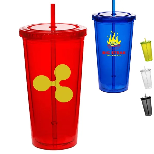 20 oz Acrylic Tumbler w/ Custom Logo & Matching Lid & Straw