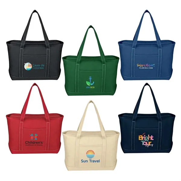 Full Color Large Cotton Canvas Boat Tote - Full Color Large Cotton Canvas Boat Tote - Image 0 of 6