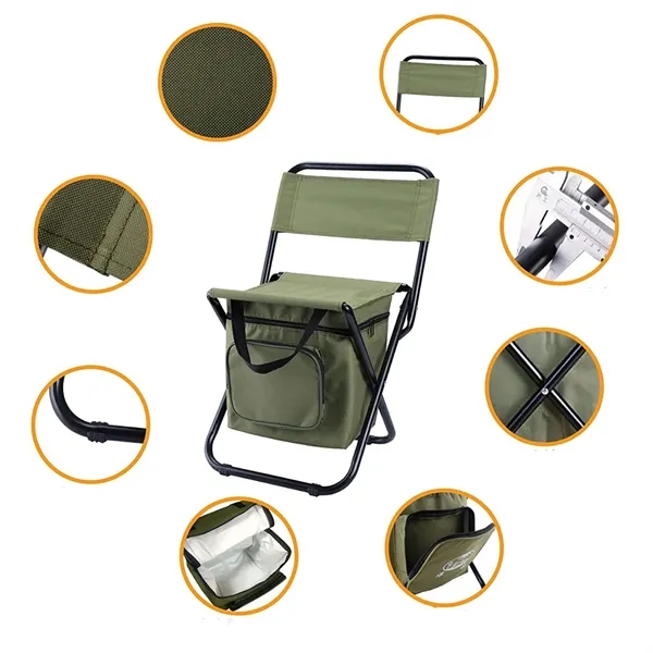 Portable Folding Ice Cooler Chair with Storage and Backrest - Portable Folding Ice Cooler Chair with Storage and Backrest - Image 2 of 4