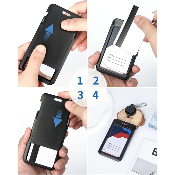 Sliding ID Badge Holder Hard Vertical Plastic Card Case - Sliding ID Badge Holder Hard Vertical Plastic Card Case - Image 2 of 5