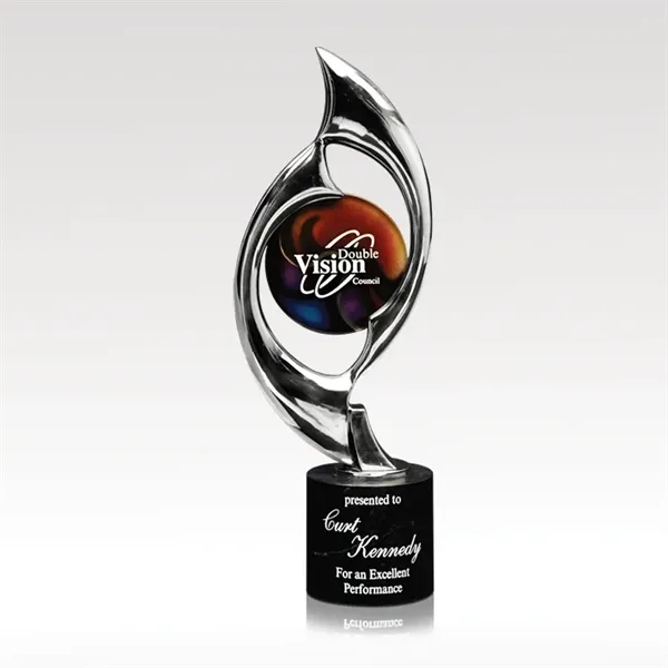 Triumph Chrome Cast Metal Award with Art Glass Disc - Triumph Chrome Cast Metal Award with Art Glass Disc - Image 0 of 0