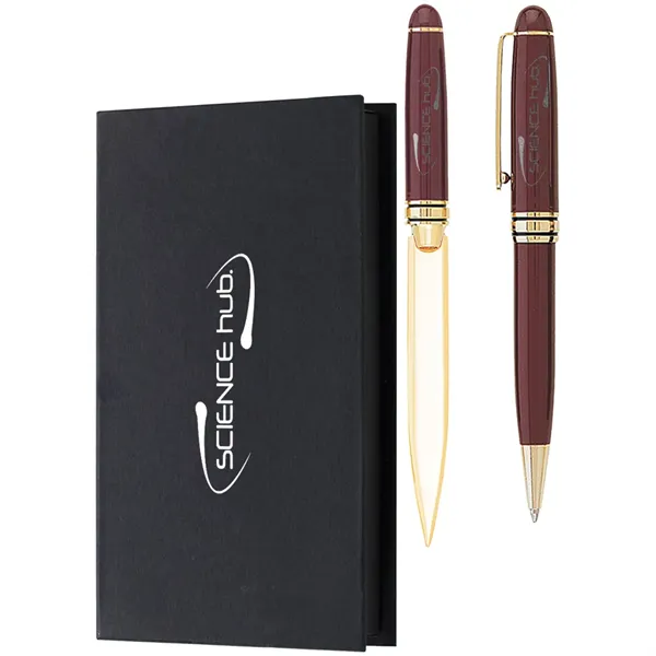 Danish-I Brass Letter Opener with GS Double Pen Set - Danish-I Brass Letter Opener with GS Double Pen Set - Image 1 of 7