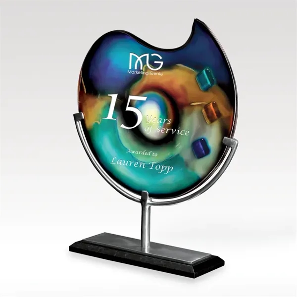 Round Art Glass Award on Black Marble Base - Poseidon II - Round Art Glass Award on Black Marble Base - Poseidon II - Image 0 of 0