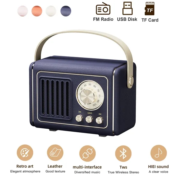 Rechargeable TWS FM Radio Vintage Bluetooth Speaker - Rechargeable TWS FM Radio Vintage Bluetooth Speaker - Image 0 of 5