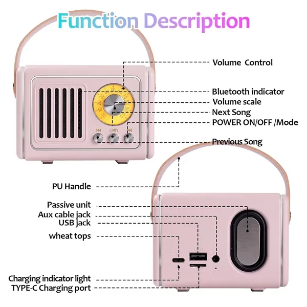 Rechargeable TWS FM Radio Vintage Bluetooth Speaker - Rechargeable TWS FM Radio Vintage Bluetooth Speaker - Image 1 of 5