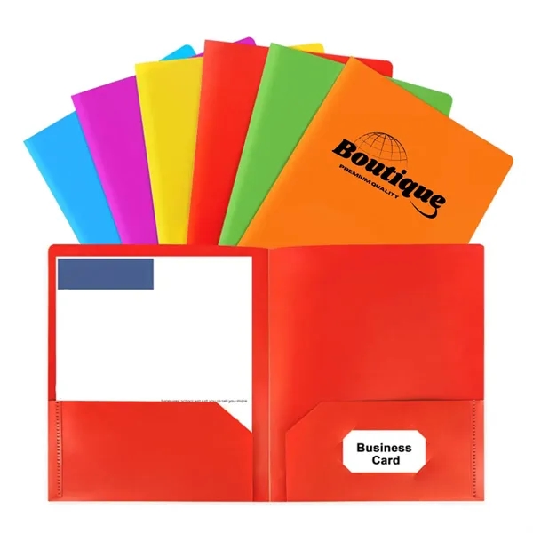 Poly Folders with Business Card Slot Durable Plastic - Poly Folders with Business Card Slot Durable Plastic - Image 0 of 3