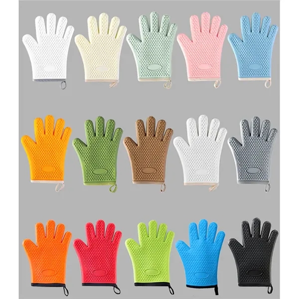 Silicone Heat Resistant Oven Mitts with Cotton Lining - Silicone Heat Resistant Oven Mitts with Cotton Lining - Image 2 of 3