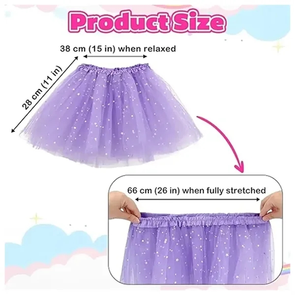 Girls Layered Stars Sequins Tutu Skirt Ballet Dance Dress - Girls Layered Stars Sequins Tutu Skirt Ballet Dance Dress - Image 2 of 3