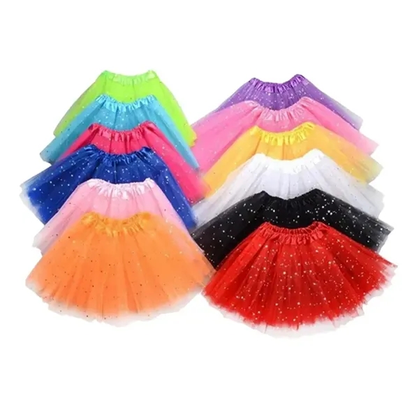 Girls Layered Stars Sequins Tutu Skirt Ballet Dance Dress - Girls Layered Stars Sequins Tutu Skirt Ballet Dance Dress - Image 3 of 3