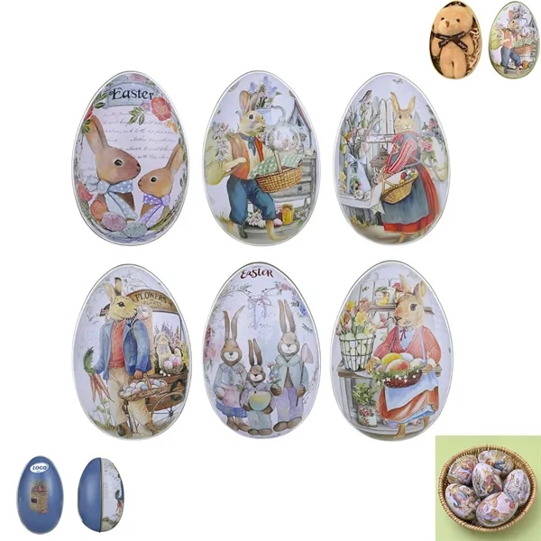 Easter Egg Shape Metal Chocolate Tin Box - Easter Egg Shape Metal Chocolate Tin Box - Image 0 of 1