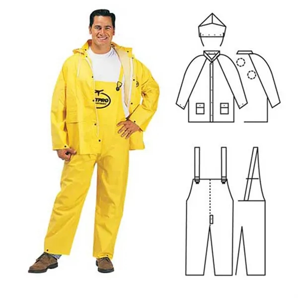 PVC/Polyester 3-Piece Yellow Rainsuit - PVC/Polyester 3-Piece Yellow Rainsuit - Image 0 of 0