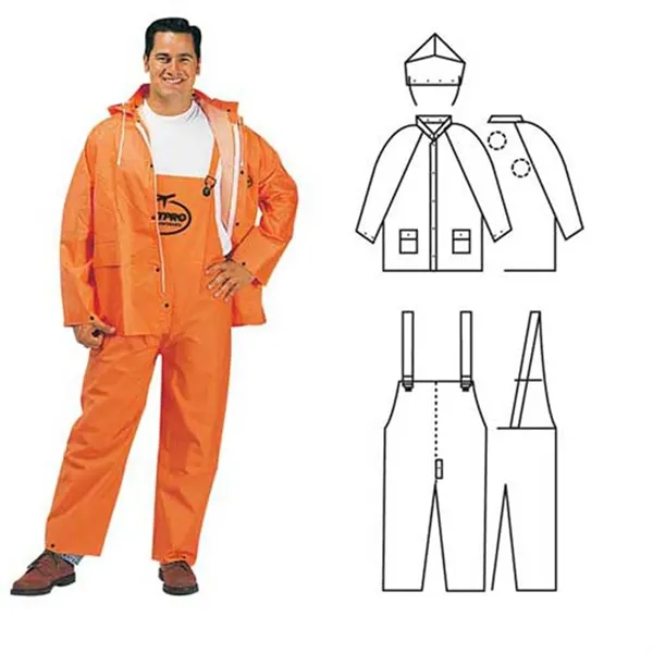 PVC/Polyester 3-Piece Orange Rainsuit - PVC/Polyester 3-Piece Orange Rainsuit - Image 0 of 0