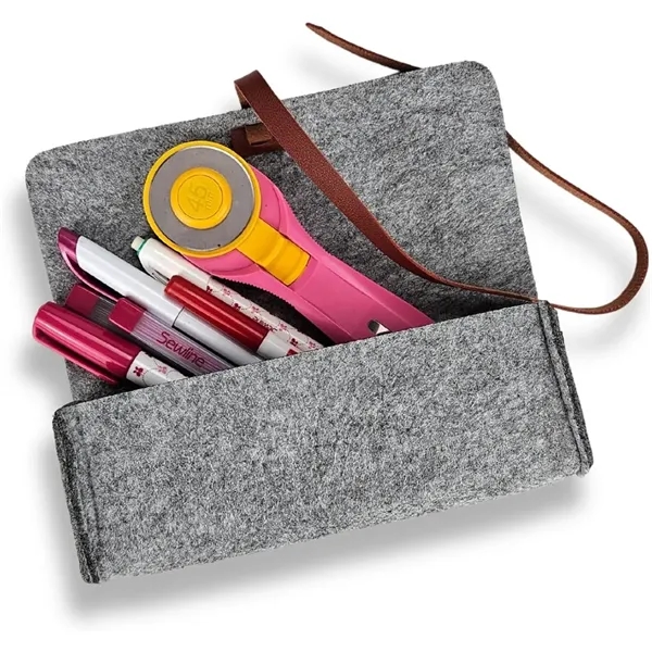 Student Portable Felt Solid Color Creative Roll Pencil Bag - Student Portable Felt Solid Color Creative Roll Pencil Bag - Image 2 of 3
