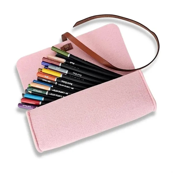 Student Portable Felt Solid Color Creative Roll Pencil Bag - Student Portable Felt Solid Color Creative Roll Pencil Bag - Image 3 of 3