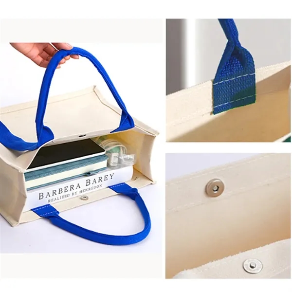 Reusable Canvas Tote Shopping Bag with Handles - Reusable Canvas Tote Shopping Bag with Handles - Image 3 of 4