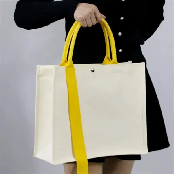 Reusable Canvas Tote Shopping Bag with Handles - Reusable Canvas Tote Shopping Bag with Handles - Image 4 of 4