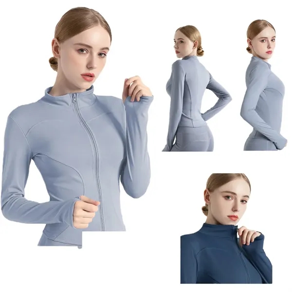 Outer Long Sleeve Skinny Yoga Exercise Jacket - Outer Long Sleeve Skinny Yoga Exercise Jacket - Image 1 of 20
