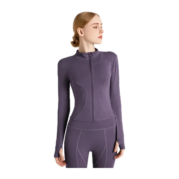 Outer Long Sleeve Skinny Yoga Exercise Jacket - Outer Long Sleeve Skinny Yoga Exercise Jacket - Image 5 of 20