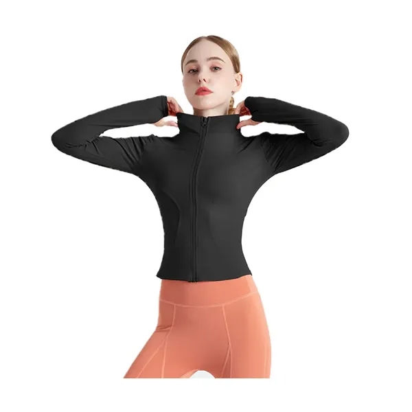 Outer Long Sleeve Skinny Yoga Exercise Jacket - Outer Long Sleeve Skinny Yoga Exercise Jacket - Image 8 of 20