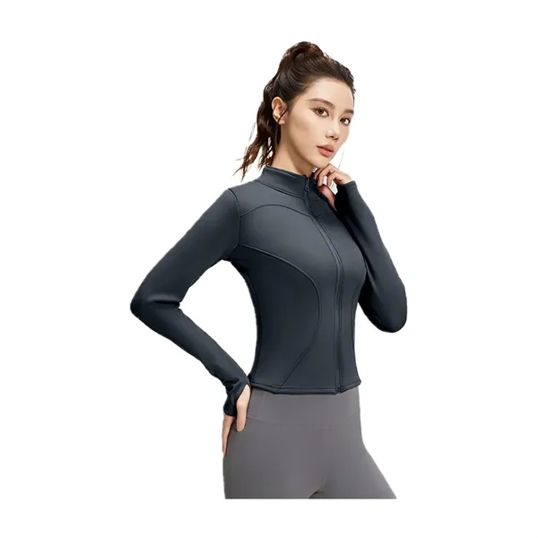 Outer Long Sleeve Skinny Yoga Exercise Jacket - Outer Long Sleeve Skinny Yoga Exercise Jacket - Image 9 of 20