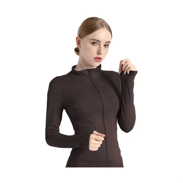 Outer Long Sleeve Skinny Yoga Exercise Jacket - Outer Long Sleeve Skinny Yoga Exercise Jacket - Image 14 of 20