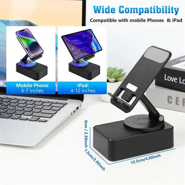 Foldable Cell Phone Stand with Wireless Bluetooth Speaker - Foldable Cell Phone Stand with Wireless Bluetooth Speaker - Image 3 of 8