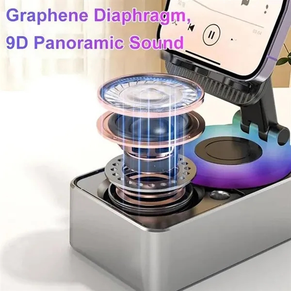 Foldable Cell Phone Stand with Wireless Bluetooth Speaker - Foldable Cell Phone Stand with Wireless Bluetooth Speaker - Image 5 of 8