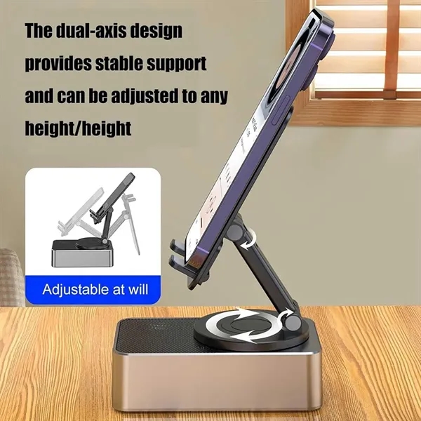 Foldable Cell Phone Stand with Wireless Bluetooth Speaker - Foldable Cell Phone Stand with Wireless Bluetooth Speaker - Image 6 of 8