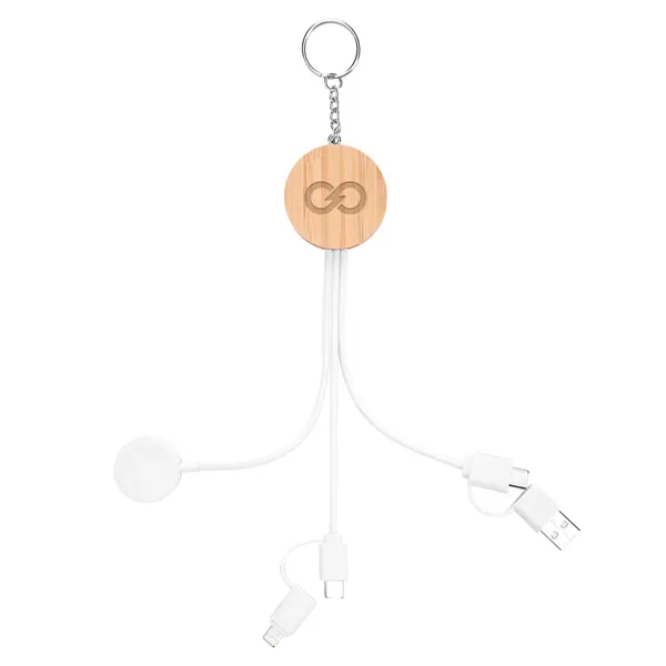 10W Bamboo Multi-Charging Cables Keyring With Watch Dock - 10W Bamboo Multi-Charging Cables Keyring With Watch Dock - Image 3 of 4