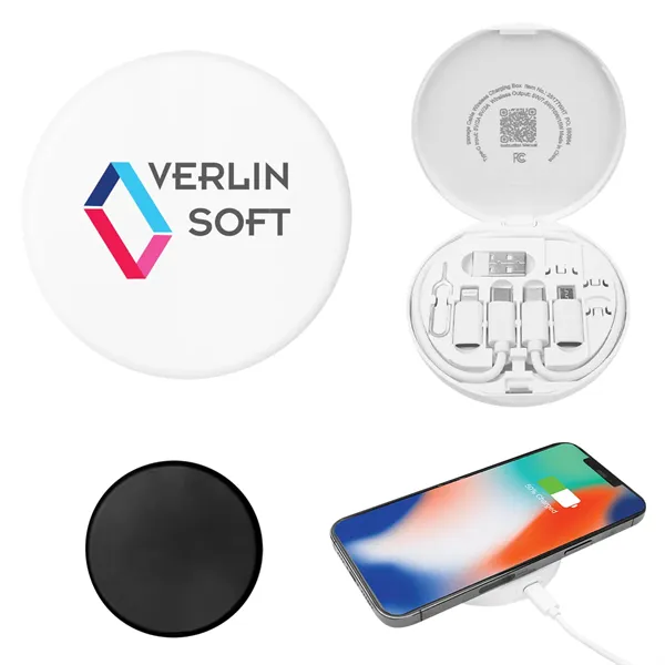 Charging Cord & Adapter Set In Wireless Charging Case - Charging Cord & Adapter Set In Wireless Charging Case - Image 0 of 10