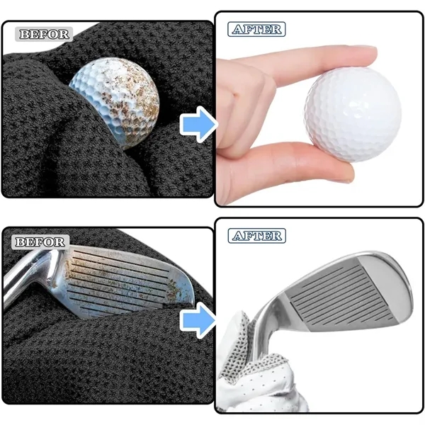 Microfiber Golf Towel with Carabiner Clip And Fasten Strap - Microfiber Golf Towel with Carabiner Clip And Fasten Strap - Image 2 of 4
