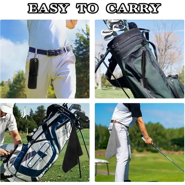 Microfiber Golf Towel with Carabiner Clip And Fasten Strap - Microfiber Golf Towel with Carabiner Clip And Fasten Strap - Image 4 of 4