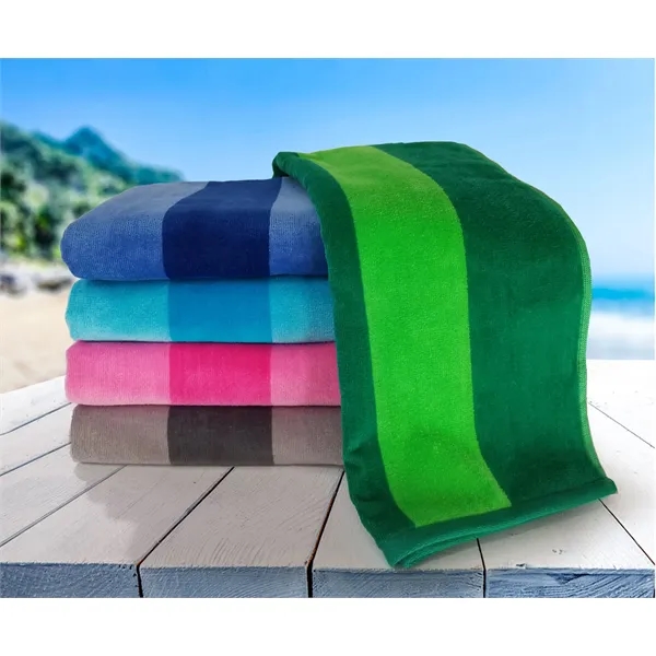 30x60 Beach Towels Cotton Velour Two Tone Cabana Stripe - 30x60 Beach Towels Cotton Velour Two Tone Cabana Stripe - Image 0 of 9