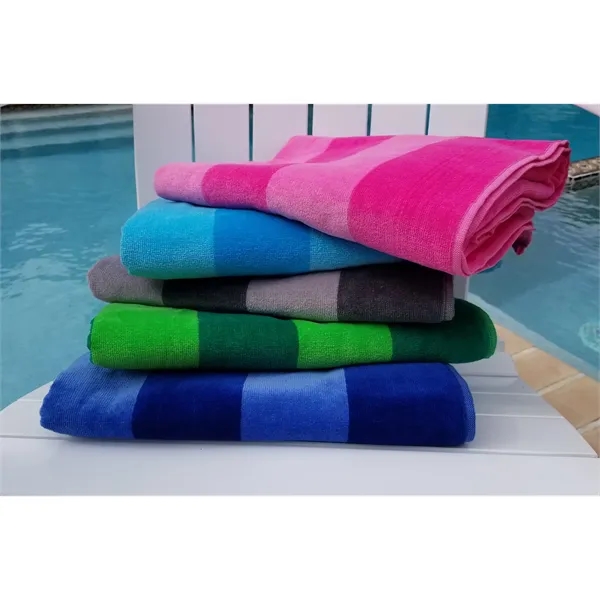 30x60 Beach Towels Cotton Velour Two Tone Cabana Stripe - 30x60 Beach Towels Cotton Velour Two Tone Cabana Stripe - Image 2 of 9