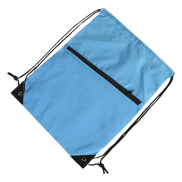 210D polyester drawstring backpack with zipper - 210D polyester drawstring backpack with zipper - Image 4 of 7