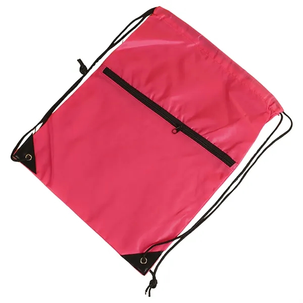 210D polyester drawstring backpack with zipper - 210D polyester drawstring backpack with zipper - Image 5 of 7