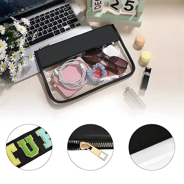 Towel Embroidery Letter Transparent Waterproof Makeup Bag - Towel Embroidery Letter Transparent Waterproof Makeup Bag - Image 4 of 17