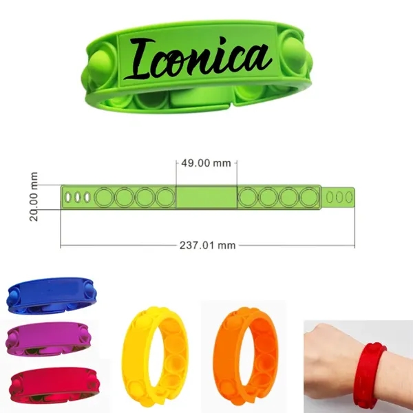 Silicone Finger Bubble Stress Relief Bracelet Wristband - Silicone Finger Bubble Stress Relief Bracelet Wristband - Image 0 of 6