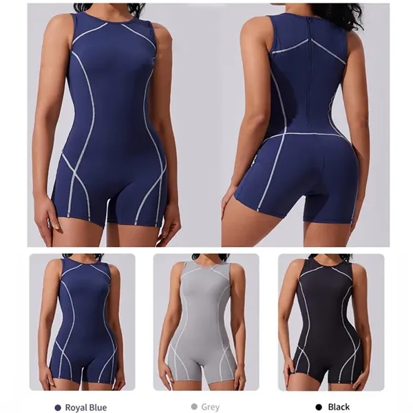 Color-Block Sleeveless Workout Jumpsuit - Color-Block Sleeveless Workout Jumpsuit - Image 2 of 6