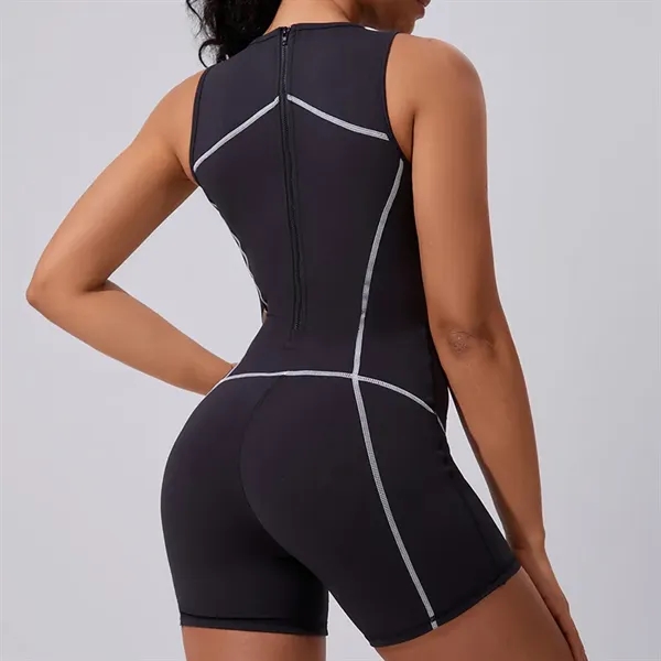 Color-Block Sleeveless Workout Jumpsuit - Color-Block Sleeveless Workout Jumpsuit - Image 4 of 6