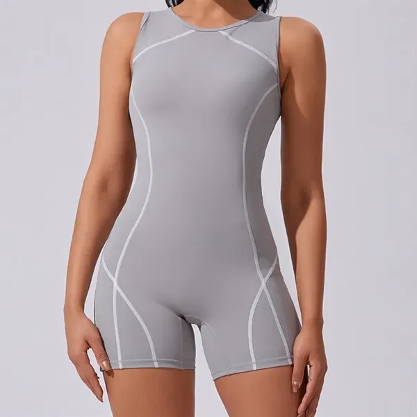 Color-Block Sleeveless Workout Jumpsuit - Color-Block Sleeveless Workout Jumpsuit - Image 5 of 6