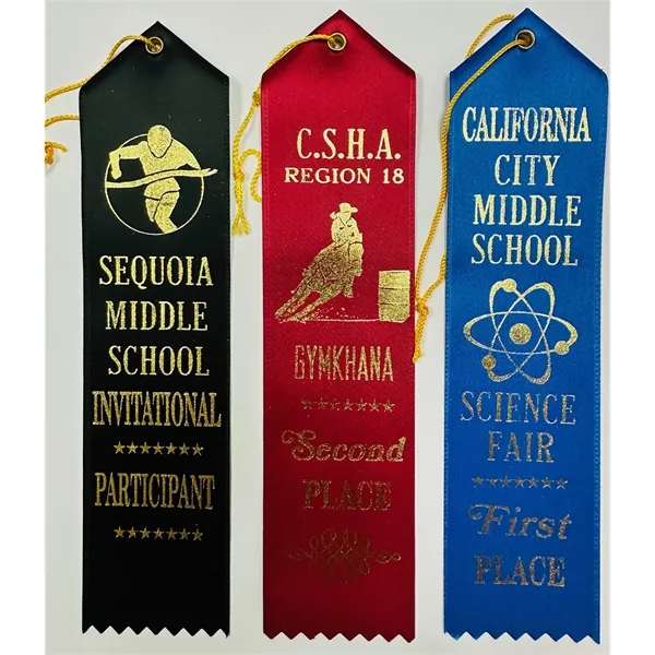 2" x 8" Custom Award Ribbon with String & Card - 2" x 8" Custom Award Ribbon with String & Card - Image 0 of 10