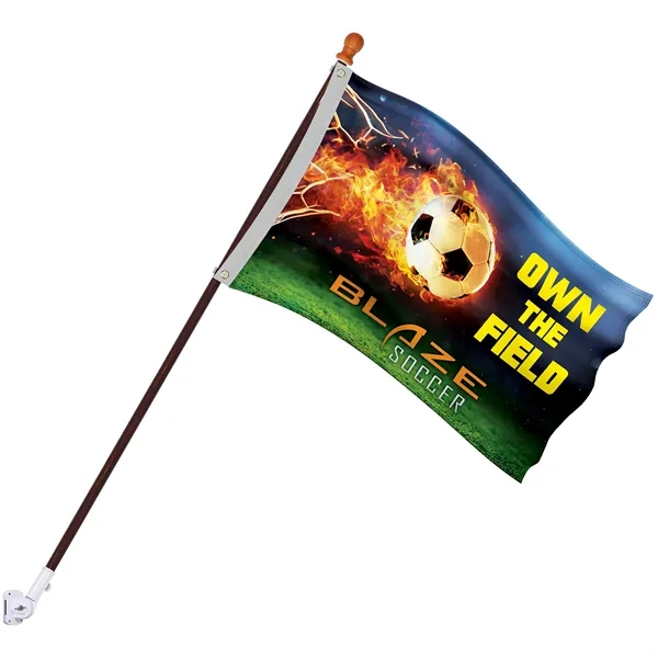 Promotional 2' x 3' Flag Kit with Pole and White Bracket - Promotional 2' x 3' Flag Kit with Pole and White Bracket - Image 0 of 10