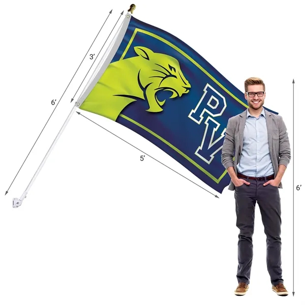 Promotional 3' x 5' Flag Kit with Pole and White Bracket - Promotional 3' x 5' Flag Kit with Pole and White Bracket - Image 9 of 10
