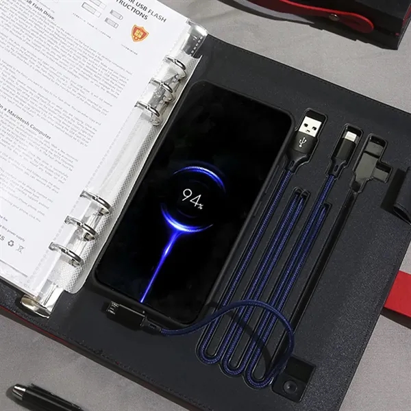 Leatherette Wireless QI Charging Padfolio with Power Bank - Leatherette Wireless QI Charging Padfolio with Power Bank - Image 2 of 3