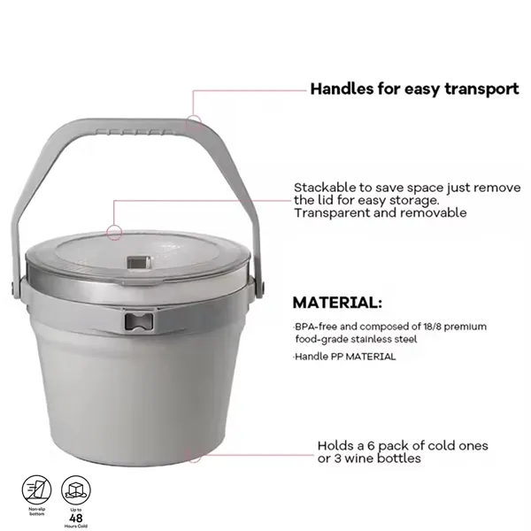 Everich Stainless Steel Cooler Bucket with Handle - 1.8 Gal - Everich Stainless Steel Cooler Bucket with Handle - 1.8 Gal - Image 1 of 4