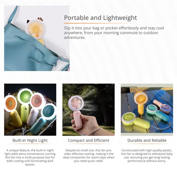 Portable USB Mini Hand Fan with adjustable speed - Portable USB Mini Hand Fan with adjustable speed - Image 1 of 7