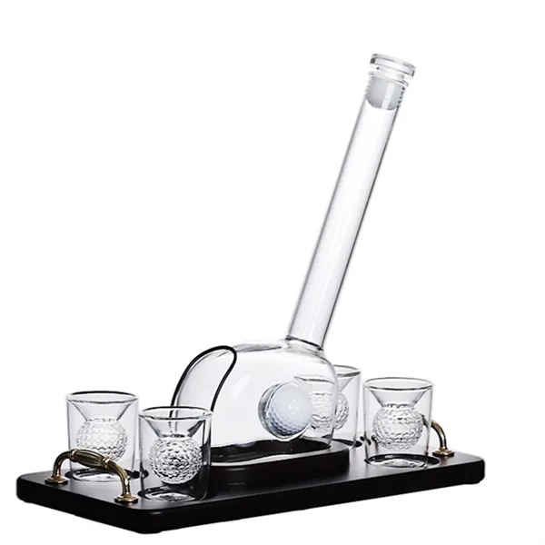 Golf Themed Whiskey Decanter Set with Shot Glasses - Golf Themed Whiskey Decanter Set with Shot Glasses - Image 2 of 4