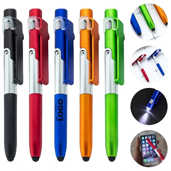 4-in-1 LED Stylus Pen with Phone Stand - 4-in-1 LED Stylus Pen with Phone Stand - Image 0 of 3